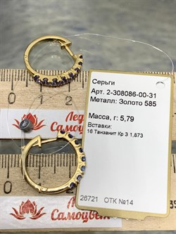 *Серьги Конго Танзанит цв Лимонное арт. 2-308086-00-31-214 вес 5,79 г - фото 165335 *Серьги Конго Танзанит цв Лимонное арт. 2-308086-00-31-214 вес 5,79 г - фото 165335