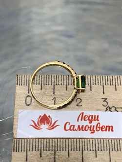*Кольцо р.17 Зеленый Турмалин Верделит Черный Бр цв Лимонное арт. 1-308066-00-55-794 (вес 1,77 г) - фото 165409