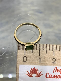 *Кольцо р.17 Зеленый Турмалин Верделит Черный Бр цв Лимонное арт. 1-308066-00-55-794 (вес 1,77 г) - фото 165410