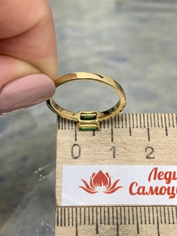 *Кольцо р.17 Зеленый Турмалин Верделит Черный Бр цв Лимонное арт. 1-308066-00-55-794 (вес 1,77 г) - фото 165411