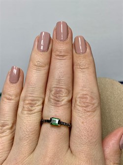 *Кольцо р.17 Зеленый Турмалин Верделит Черный Бр цв Лимонное арт. 1-308066-00-55-794 (вес 1,77 г) - фото 165412