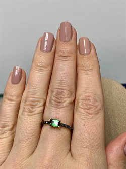 *Кольцо р.17 Зеленый Турмалин Верделит Черный Бр цв Лимонное арт. 1-308066-00-55-794 (вес 1,77 г) - фото 165413