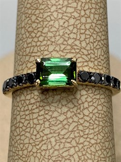 *Кольцо р.17 Зеленый Турмалин Верделит Черный Бр цв Лимонное арт. 1-308066-00-55-794 (вес 1,77 г) - фото 165414