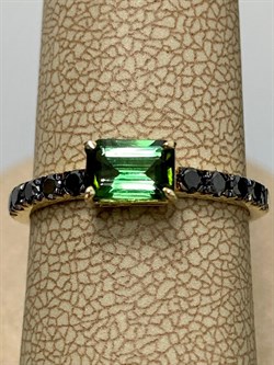 *Кольцо р.17 Зеленый Турмалин Верделит Черный Бр цв Лимонное арт. 1-308066-00-55-794 (вес 1,77 г) - фото 165415