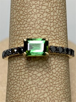 *Кольцо р.17 Зеленый Турмалин Верделит Черный Бр цв Лимонное арт. 1-308066-00-55-794 (вес 1,77 г) - фото 165416