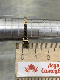 *Кольцо р.17 Зеленый Турмалин Верделит Черный Бр цв Лимонное арт. 1-308066-00-55-794 (вес 1,77 г) - фото 165419