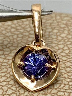 *Подвеска Сердце Танзанит цв Красное арт. 3-929-31-151 вес 0,57 г - фото 165432