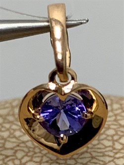*Подвеска Сердце Танзанит цв Красное арт. 3-929-31-151 вес 0,57 г - фото 165435