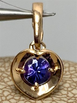 *Подвеска Сердце Танзанит цв Красное арт. 3-929-31-151 вес 0,57 г - фото 165436