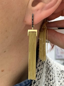 *Серьги Черный Бр цв Лимонное арт. 2-107-262-48-003 (вес 8,21 г) - фото 165626