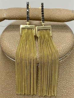 *Серьги Черный Бр цв Лимонное арт. 2-107-262-48-003 (вес 8,21 г) - фото 165627