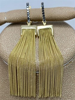 *Серьги Черный Бр цв Лимонное арт. 2-107-262-48-003 (вес 8,21 г) - фото 165628