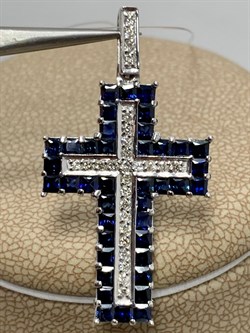 *Кулон Синий Сапфир цв Белое 8-248-02-215 вес 3,43 г - фото 165788 *Кулон Синий Сапфир цв Белое 8-248-02-215 вес 3,43 г - фото 165788