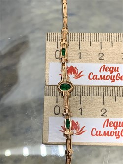 *Браслет р.18 Изумруд цв Красное 10-231-01-164 (вес 7,64 г) - фото 165896