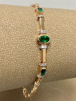 *Браслет р.18 Изумруд цв Красное 10-231-01-164 (вес 7,64 г) - фото 165900