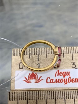*Кольцо р.17 Поцелуйчик Розовый Топаз арт. 01-3259/00ТР-80-705 вес 2,35 г - фото 167512