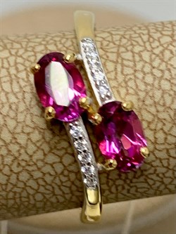 *Кольцо р.17 Поцелуйчик Розовый Топаз арт. 01-3259/00ТР-80-705 вес 2,35 г - фото 167515