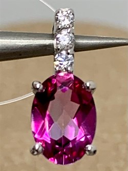 *Кулон Розовый Топаз цв Белое арт. П222-1715ТРз-961 вес 0,73 г - фото 167875