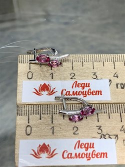 *Серьги Розовый Топаз цв Белое арт. С222-6110ТРз-609 вес 3,04 г - фото 167898 *Серьги Розовый Топаз цв Белое арт. С222-6110ТРз-609 вес 3,04 г - фото 167898