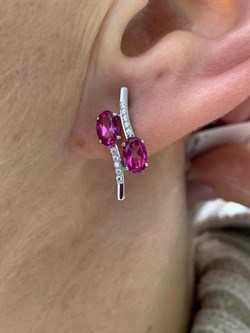 *Серьги Розовый Топаз цв Белое арт. С222-6110ТРз-609 вес 3,04 г - фото 167902 *Серьги Розовый Топаз цв Белое арт. С222-6110ТРз-609 вес 3,04 г - фото 167902