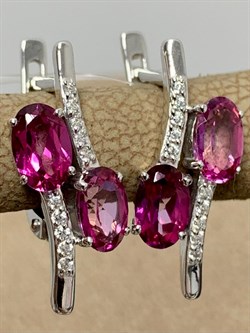 *Серьги Розовый Топаз цв Белое арт. С222-6110ТРз-609 вес 3,04 г - фото 167903 *Серьги Розовый Топаз цв Белое арт. С222-6110ТРз-609 вес 3,04 г - фото 167903