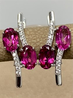 *Серьги Розовый Топаз цв Белое арт. С222-6110ТРз-609 вес 3,04 г - фото 167904 *Серьги Розовый Топаз цв Белое арт. С222-6110ТРз-609 вес 3,04 г - фото 167904