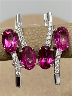 *Серьги Розовый Топаз цв Белое арт. С222-6110ТРз-609 вес 3,04 г - фото 167905