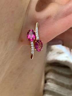 *Серьги Розовый Топаз цв Красное арт. С122-6110ТРз-722 вес 3,12 г - фото 167992