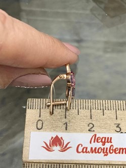 *Серьги Розовый Топаз цв Красное арт. С122-6110ТРз-722 вес 3,12 г - фото 167993