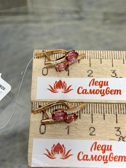 *Серьги Розовый Топаз цв Красное арт. С122-6110ТРз-722 вес 3,12 г - фото 167994