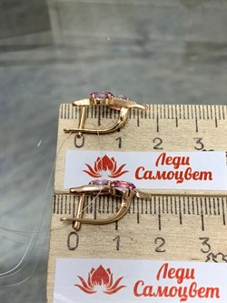 *Серьги Розовый Топаз цв Красное арт. С122-6110ТРз-722 вес 3,12 г - фото 167995