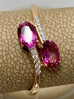 *Кольцо р.19 Розовый Топаз цв Красное арт. К122-6110ТРз-715 вес 2,19 г - фото 168089