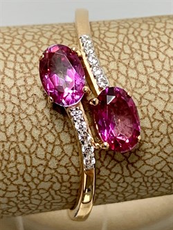 *Кольцо р.19 Розовый Топаз цв Красное арт. К122-6110ТРз-715 вес 2,19 г - фото 168090