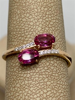 *Кольцо р.19 Розовый Топаз цв Красное арт. К122-6110ТРз-715 вес 2,19 г - фото 168091