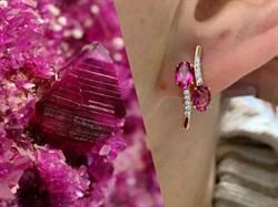 *Серьги Розовый Топаз цв Красное арт. С122-6110ТРз-722 вес 3,12 г - фото 168646