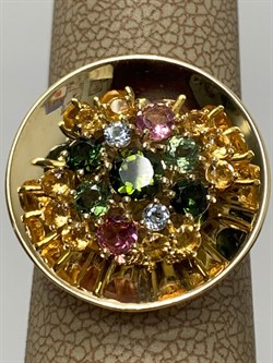 *Кольцо р.17 Турмалин Микс цв Лимонное арт. К320-6092М30-202 вес 4,5 г - фото 169220