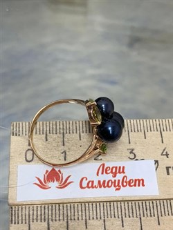 *Кольцо р.19 Черный Жемчуг д.6-7 цв Красное арт. К140-2875М32-501 Вес 3,95 г - фото 170889