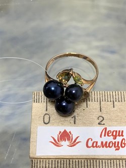 *Кольцо р.19 Черный Жемчуг д.6-7 цв Красное арт. К140-2875М32-501 Вес 3,95 г - фото 170891