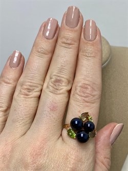 *Кольцо р.19 Черный Жемчуг д.6-7 цв Красное арт. К140-2875М32-501 Вес 3,95 г - фото 170892