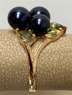 *Кольцо р.19 Черный Жемчуг д.6-7 цв Красное арт. К140-2875М32-501 Вес 3,95 г - фото 170894