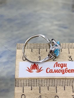 *Кольцо р.17,5 Голубой Топаз цв Белое арт. К220-815Т-273 вес 2,98 г - фото 170914