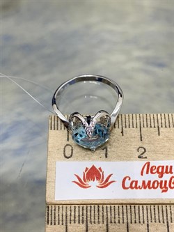 *Кольцо р.17,5 Голубой Топаз цв Белое арт. К220-815Т-273 вес 2,98 г - фото 170915