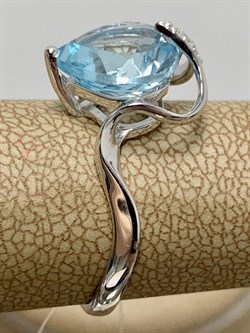 *Кольцо р.17,5 Голубой Топаз цв Белое арт. К220-815Т-273 вес 2,98 г - фото 170919