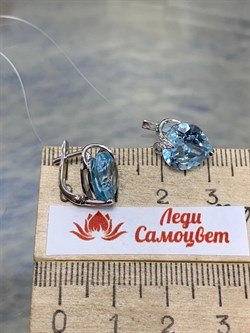 *Серьги Голубой Топаз цв Белое арт. С220-815Т-374 вес 3,73 г - фото 170925