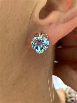 *Серьги Голубой Топаз цв Белое арт. С220-815Т-374 вес 3,73 г - фото 170927