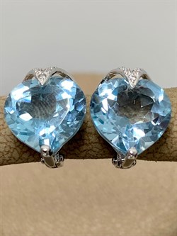 *Серьги Голубой Топаз цв Белое арт. С220-815Т-374 вес 3,73 г - фото 170930