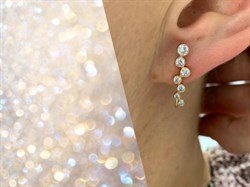 *Серьги Каффы Белый Фианит цв Красное арт. С132-2961-130 вес 1,98 г - фото 170958