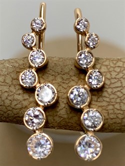 *Серьги Каффы Белый Фианит цв Красное арт. С132-2961-130 вес 1,98 г - фото 170959