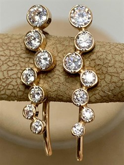 *Серьги Каффы Белый Фианит цв Красное арт. С132-2961-130 вес 1,98 г - фото 170961