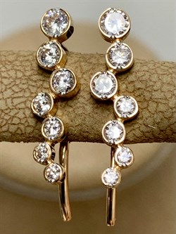 *Серьги Каффы Белый Фианит цв Красное арт. С132-2961-130 вес 1,98 г - фото 170962